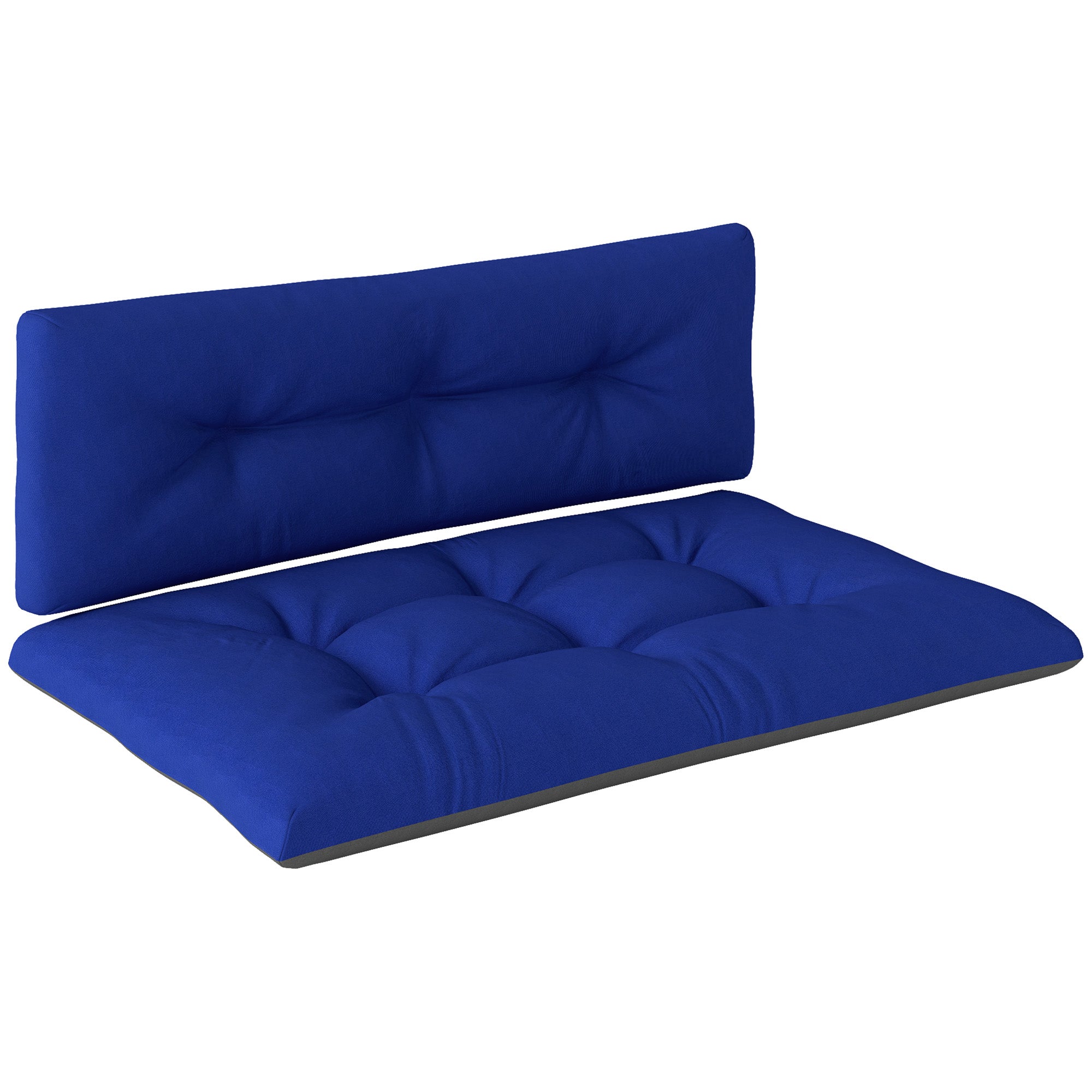 2 Seater Pallet Cushions Outdoor 3.9 Thick Replacement Cushions - Tufted Design For Garden, Patio, Navy Blue