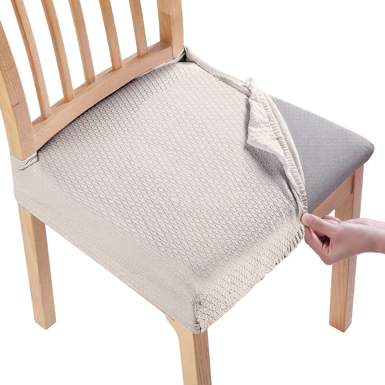 4Pack Waterproof Dining Chair Slipcovers Stretch Chair Seat Slipcovers Removable Washable Jacquard Seat Covers For Dining Room