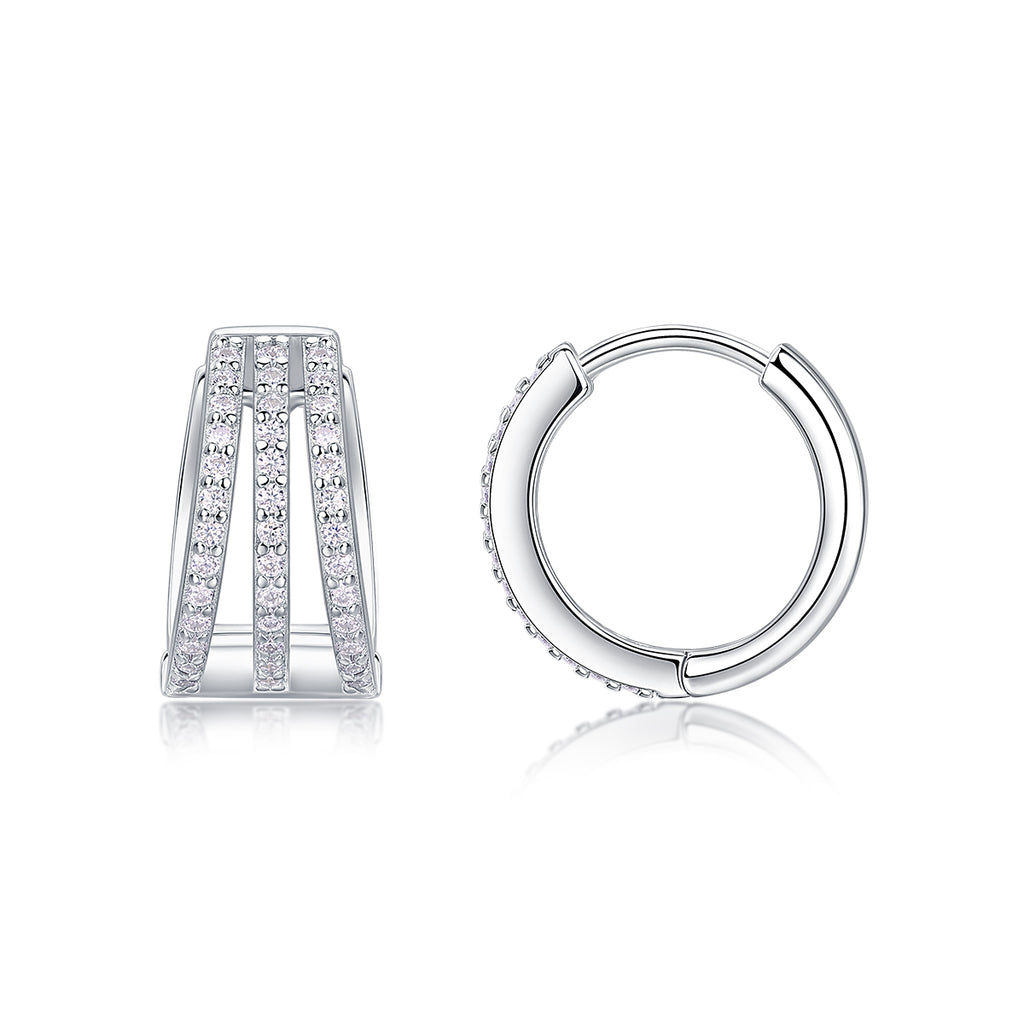 The Beautiful Scenery Of March - Earrings Set With Top-quality Moissanite S925 Silver And Platinum-plated Stud Earrings, A Fashionable And Trendy Accessory, Can Be Tested With A Diamond Pen