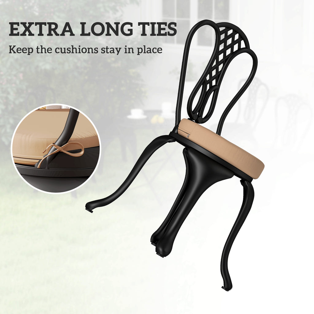 Patio Chair Cushions Set Of 4 Round Seat Cushions For Dining Bistro Chairs Machine Washable, 15 X 15 X 3, Khaki