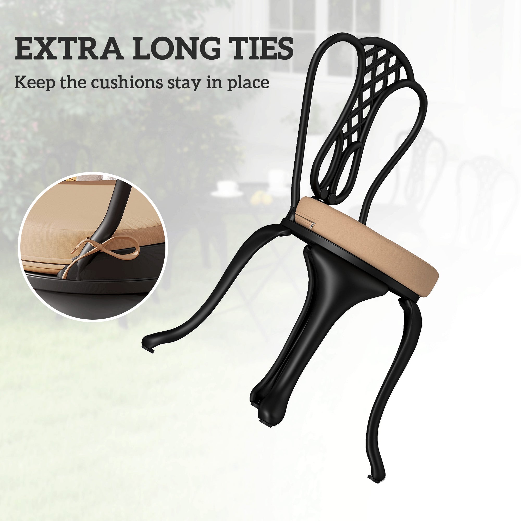 Patio Chair Cushions Set Of 4 Round Seat Cushions For Dining Bistro Chairs Machine Washable, 15 X 15 X 3, Khaki