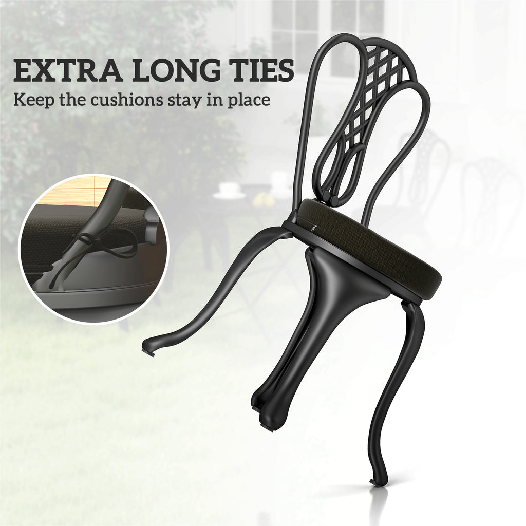 Patio Chair Cushions Set Of 4 Round Seat Cushions For Dining Bistro Chairs Machine Washable, 15 X 15 X 3, Black