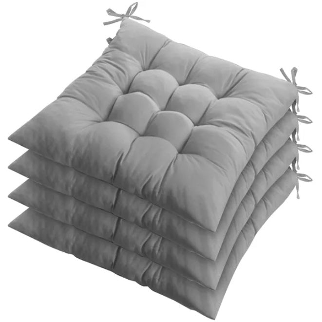 4Pcs Chair Cushion Pads Pillow Soft Tie On Square Sitting Mats