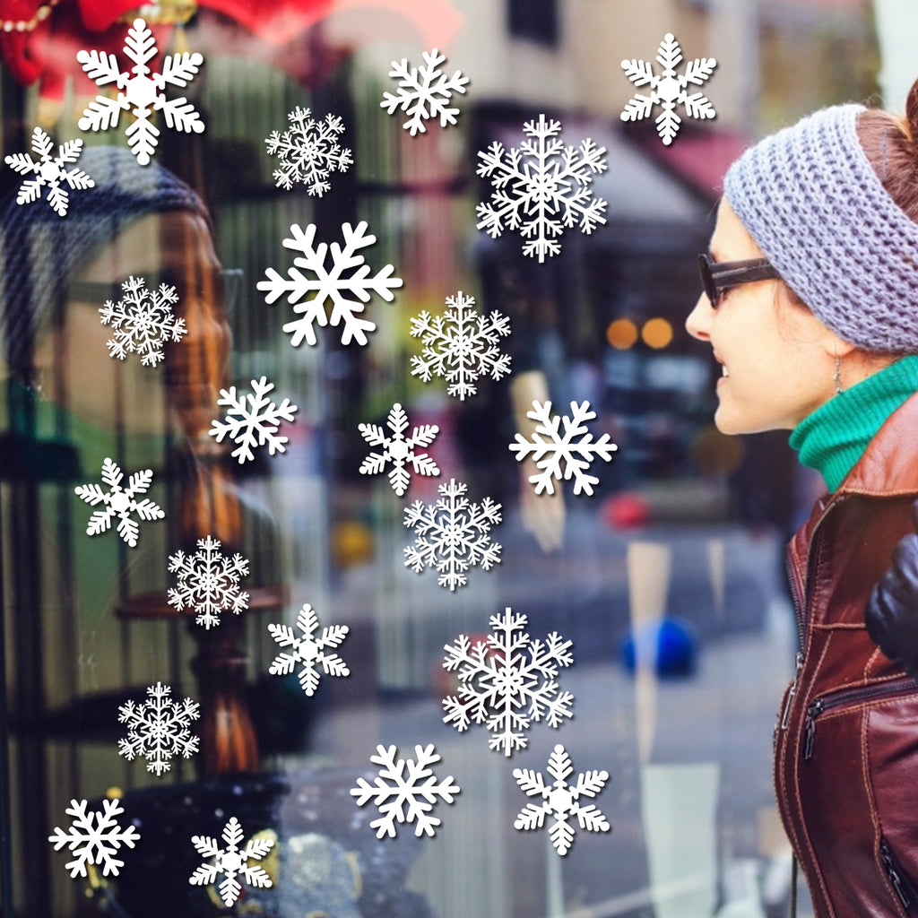 5 Sheets 135 Pcs Christmas White Snowflakes Window Clings 3 Designs Snowflake Static Stickers Winter Snow Flakes Clings For Christmas New Year Home Office Winter Holiday Party Decal