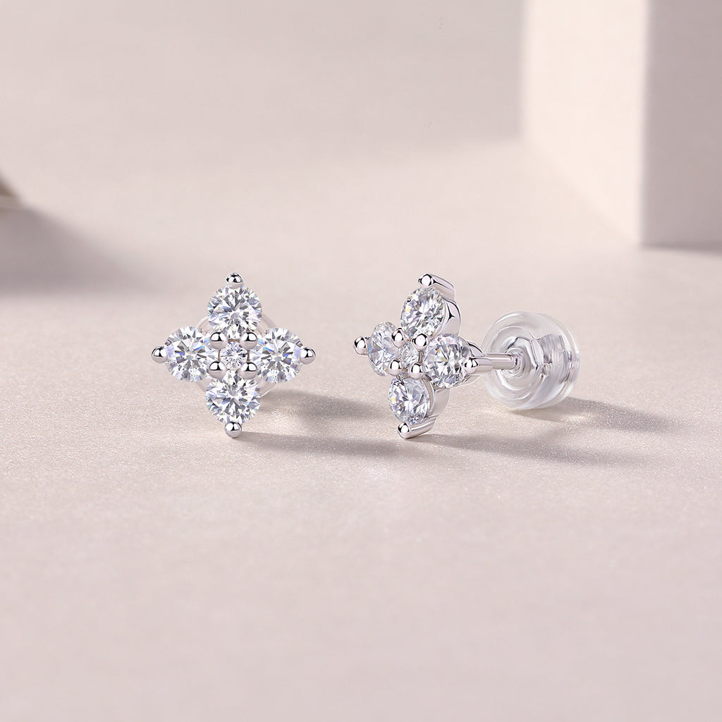 Sweetheart French - Earrings Set With Top-quality Moissanite S925, Silver And Platinum-plated Stud Earrings, A Fashionable And Trendy Accessory That Can Be Tested With A Diamond Pen