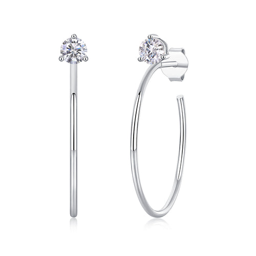 A Charming Afternoon - Earrings Set With Top-quality Moissanite S925 Silver And Platinum-plated Stud Earrings, A Fashionable And Trendy Accessory, Can Be Tested With A Diamond Pen