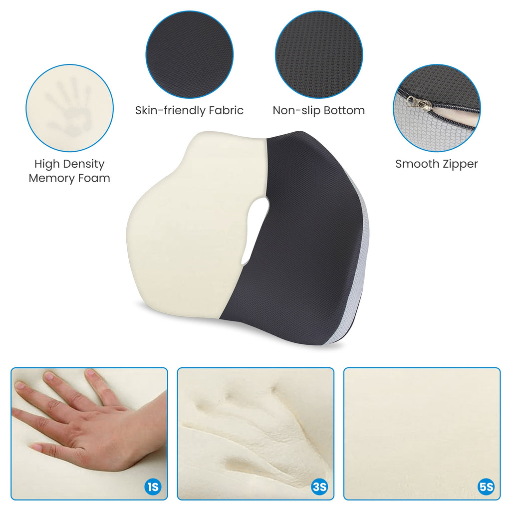 1Pc Memory Foam Seat Cushion Sciatica Pain Relief Cushion Pillow Seat Cushion With Machine Washable Cover For Home Office Car Wheelchair Airplane