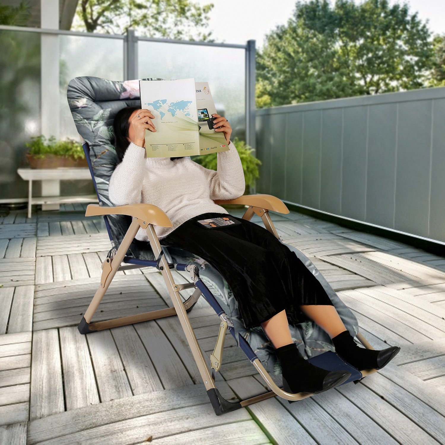 1Pc Chaise Lounger Cushion Recliner Rocking Chair Sofa Mat Deck Chair Cushion Chair Not Inlcuded  Standard Type