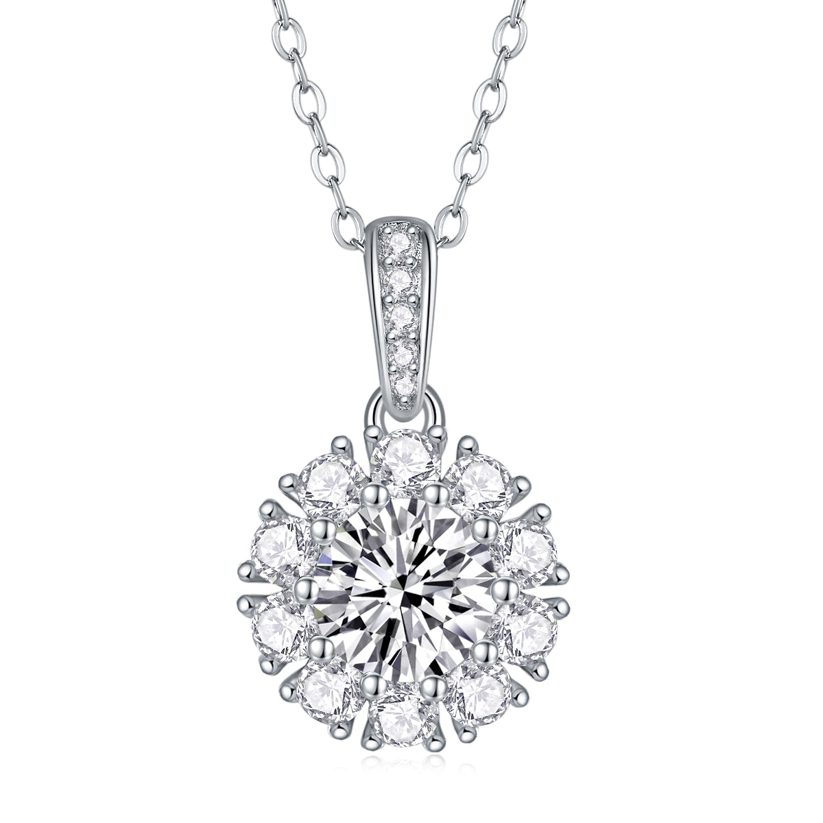 Blossom - A Fashionable And Light Luxury Jewelry Pendant Necklace Set With Top-quality Moissanite, S925 Silver Plated Platinum