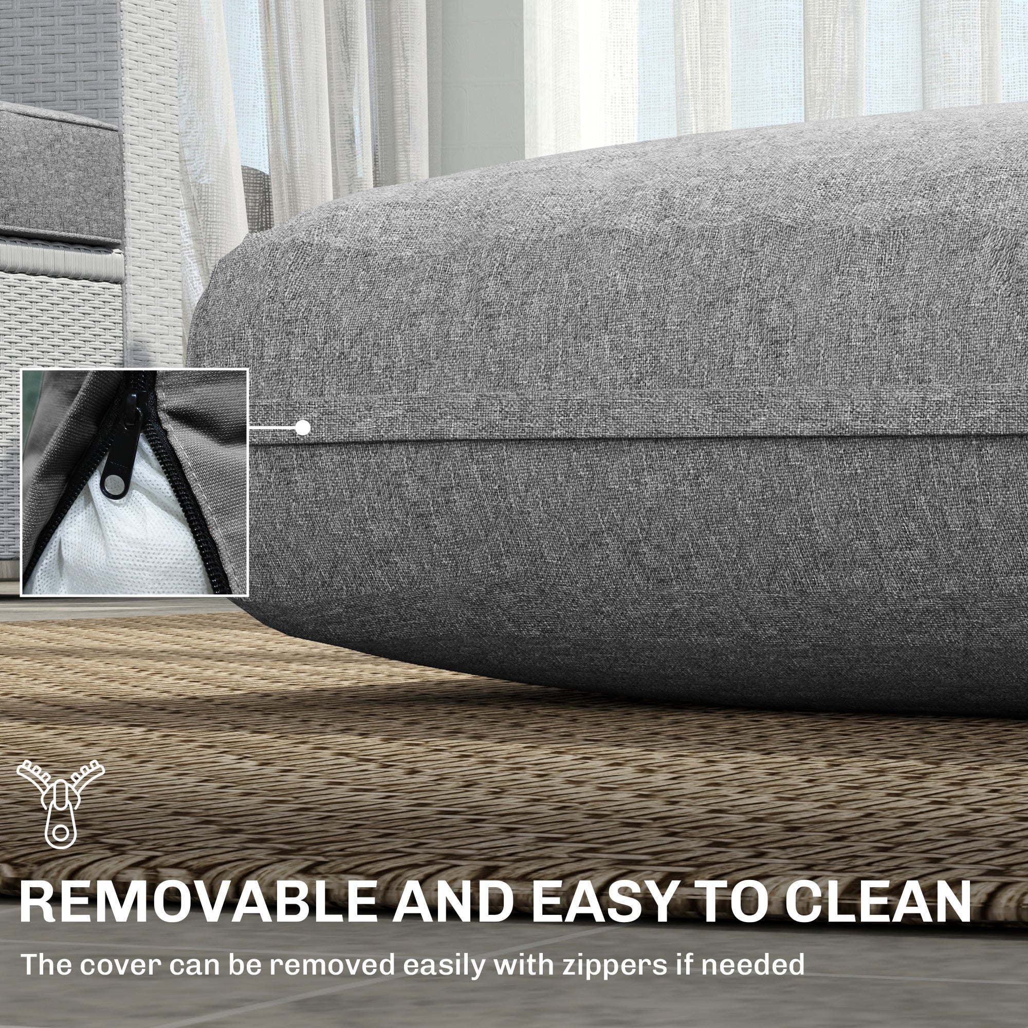 2 Seat Patio Furniture Cushions, 46x26x5 In, Thick Outdoor Loveseat Cushion Set With Removable Cover, Fade-Resistant Replacement Cushions For Outdoor Furniture, Couch, Bench, Swing, Gray