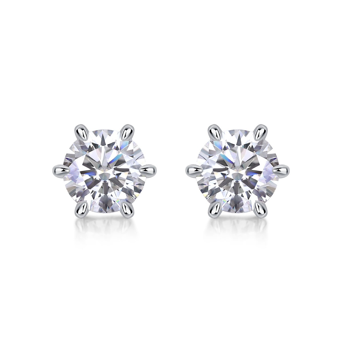 Diamond Protection - Set With 1-carat Top-quality Moissanite S925, Silver And Platinum-plated Stud Earrings, A Fashionable And Trendy Accessory That Can Be Tested With A Diamond Pen