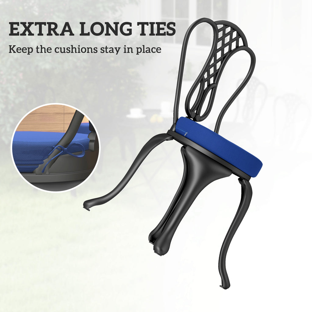 Patio Chair Cushions Set Of 4 Round Seat Cushions For Dining Bistro Chairs Machine Washable, 15 X 15 X 3, Navy Blue