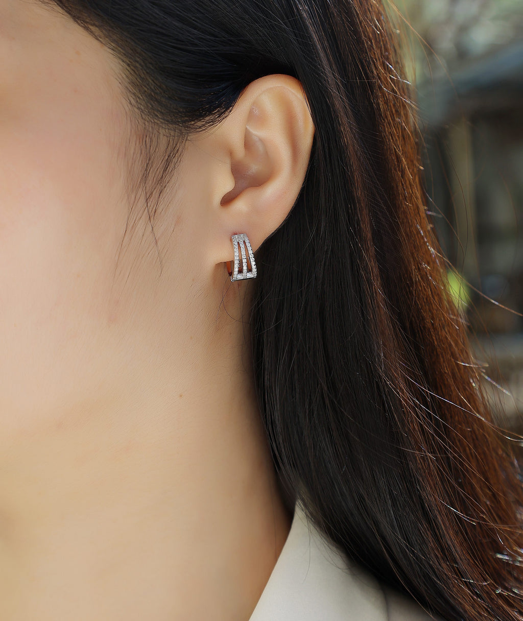 The Beautiful Scenery Of March - Earrings Set With Top-quality Moissanite S925 Silver And Platinum-plated Stud Earrings, A Fashionable And Trendy Accessory, Can Be Tested With A Diamond Pen