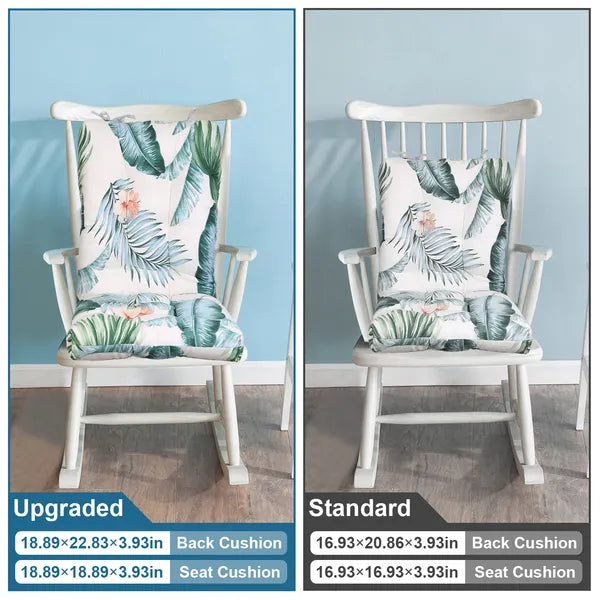 Waterproof Rocking Chair Cushion Upper And Lower Back And Seat Sets With Non-Slip Ties Oxford Cloth Surface Polyester Filling Comfortable For Indoor Home Office Car