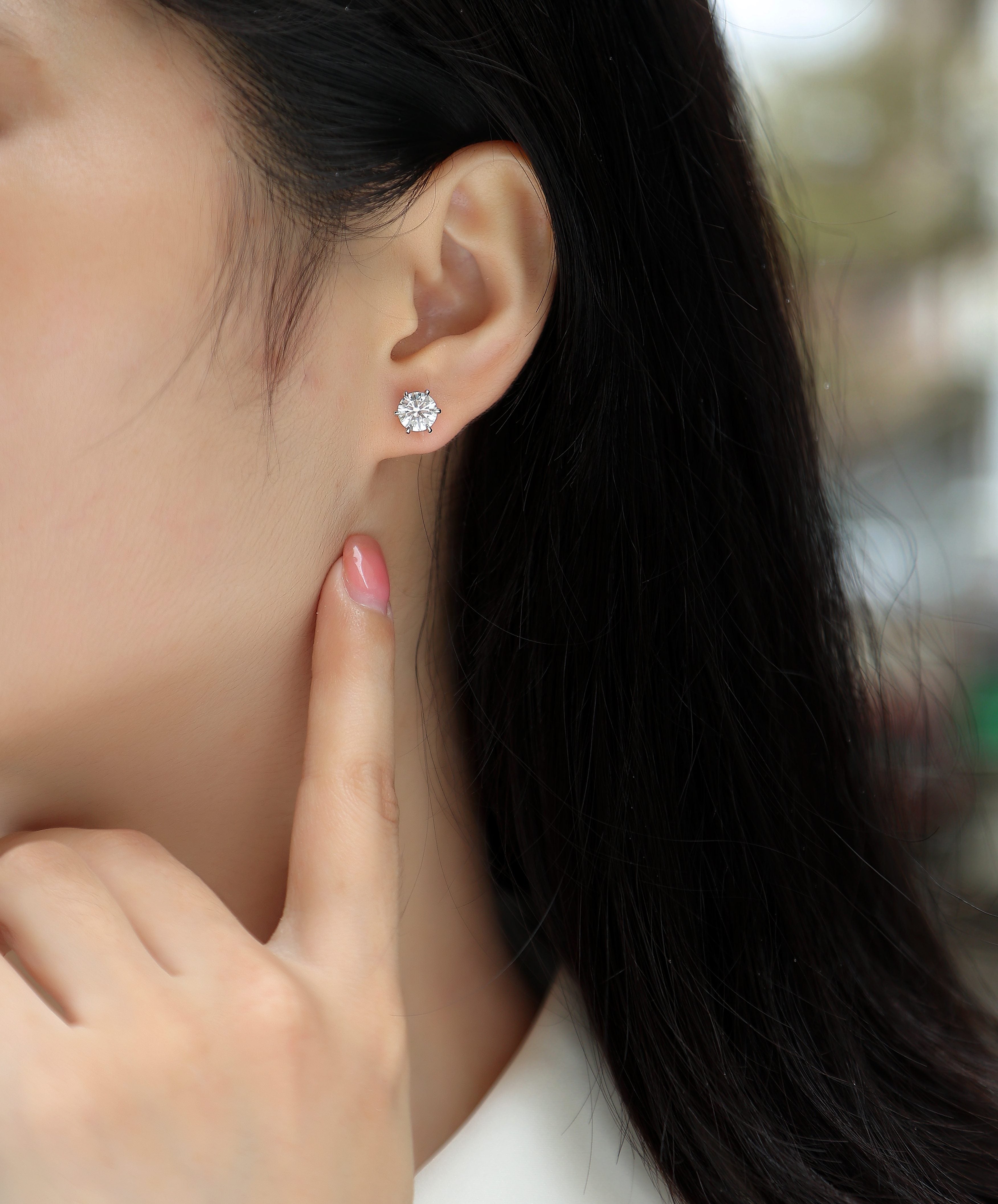 Diamond Protection - Set With 1-carat Top-quality Moissanite S925, Silver And Platinum-plated Stud Earrings, A Fashionable And Trendy Accessory That Can Be Tested With A Diamond Pen