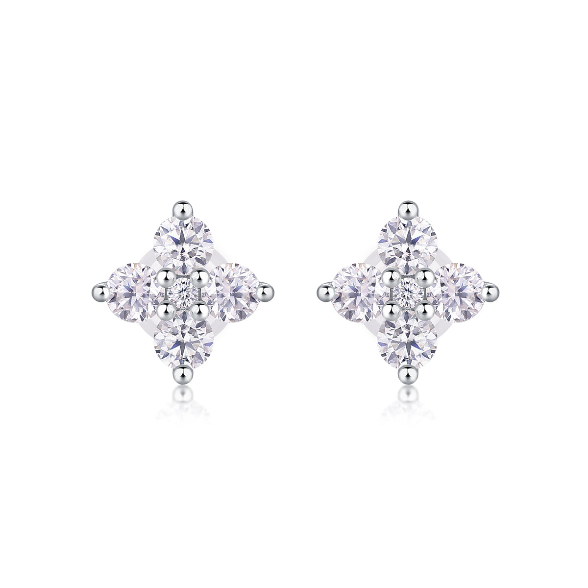 Sweetheart French - Earrings Set With Top-quality Moissanite S925, Silver And Platinum-plated Stud Earrings, A Fashionable And Trendy Accessory That Can Be Tested With A Diamond Pen