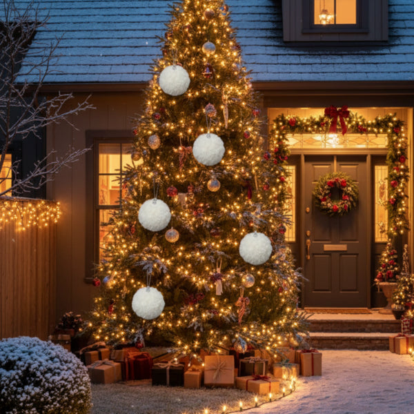 6PCS Set Christmas Ball Ornaments Cream Ruffle Hanging Decorations For Xmas Tree Holiday Home Decor FBA Shipment