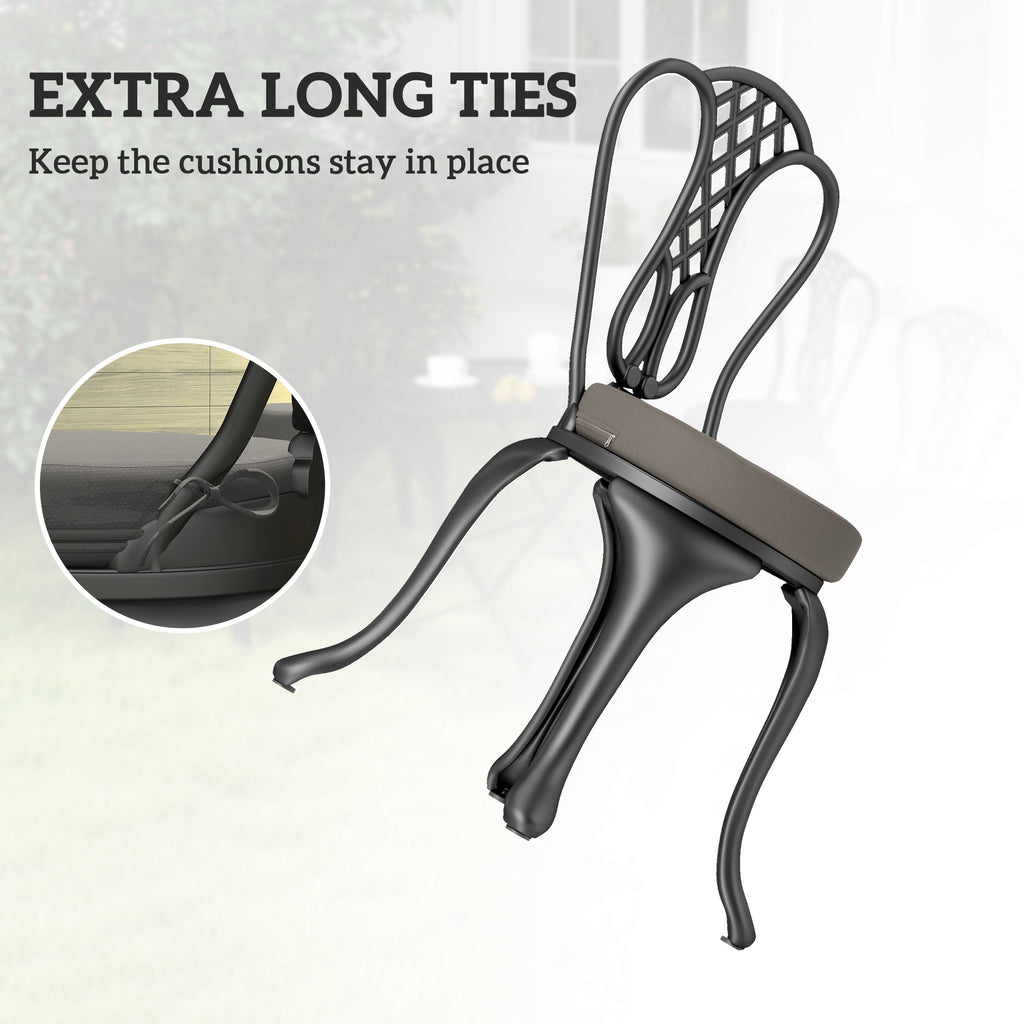 Patio Chair Cushions Set Of 4 Round Seat Cushions For Dining Bistro Chairs Machine Washable, 15 X 15 X 3, Dark Gray