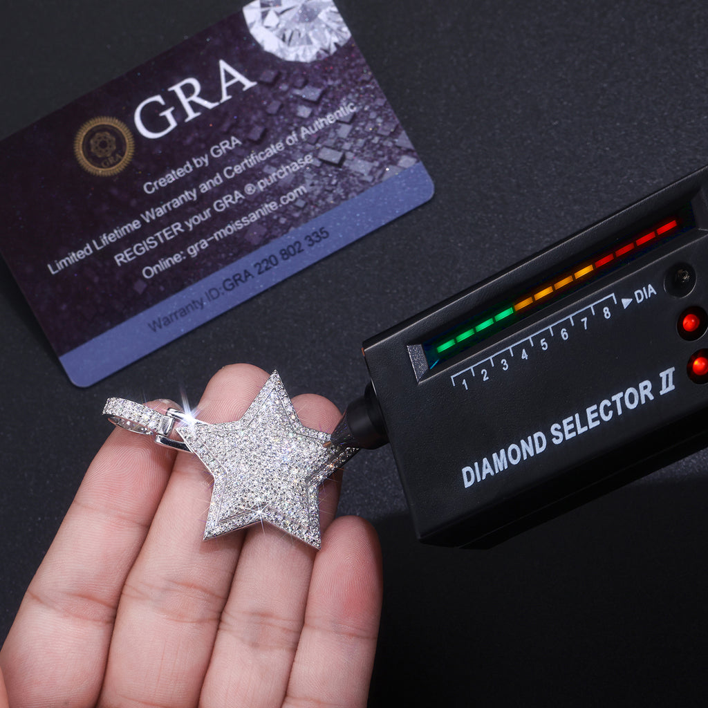 King's Star - A Fashionable And Trendy Necklace Pendant Set With Top-quality Moissanite S925, Silver And Platinum-plated, Can Be Tested With A Diamond Pen