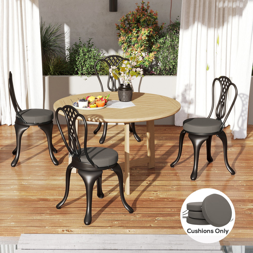 Patio Chair Cushions Set Of 4 Round Seat Cushions For Dining Bistro Chairs Machine Washable, 15 X 15 X 3, Dark Gray