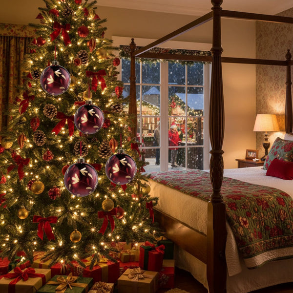 4PCS Set Christmas Glass Ball Ornaments Hanging Tree Decorations Shiny Holiday Party Decor Xmas Tree Decorations FBA Shipment