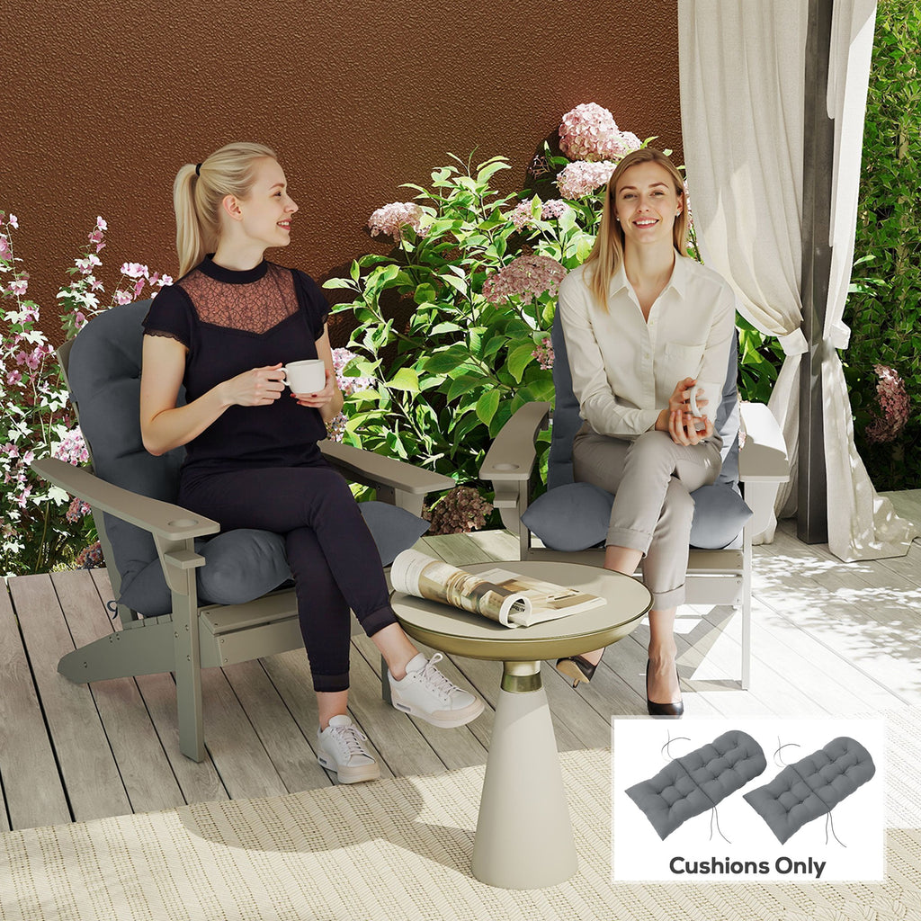 Chair Cushions Set Of 2, Tufted High Back Patio Non-Slip Cushions For Chairs, Gray