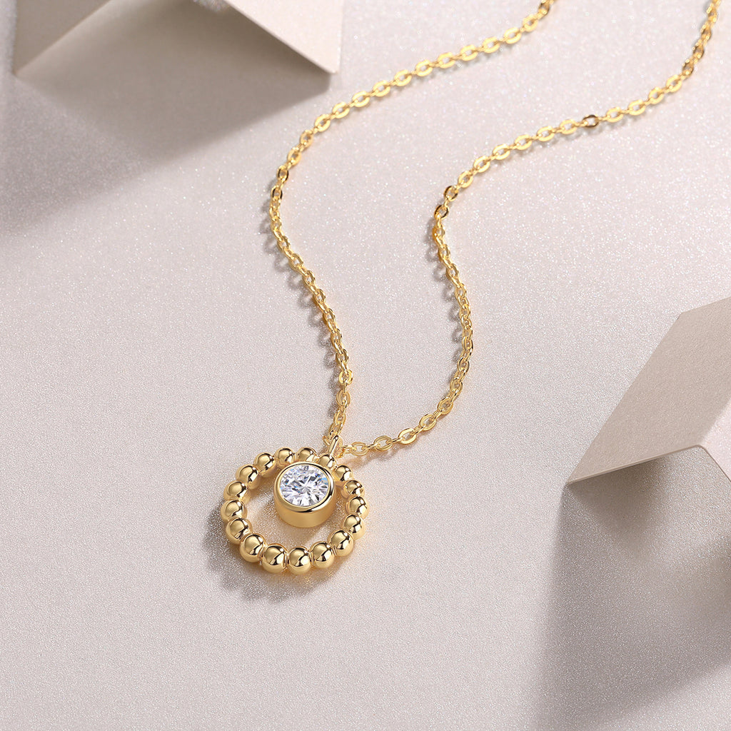 Moon Pearl - A Fashionable And Trendy Necklace Pendant Set With Top-quality Moissanite S925 Silver And Gold-plated. It Can Be Tested With A Diamond Pen