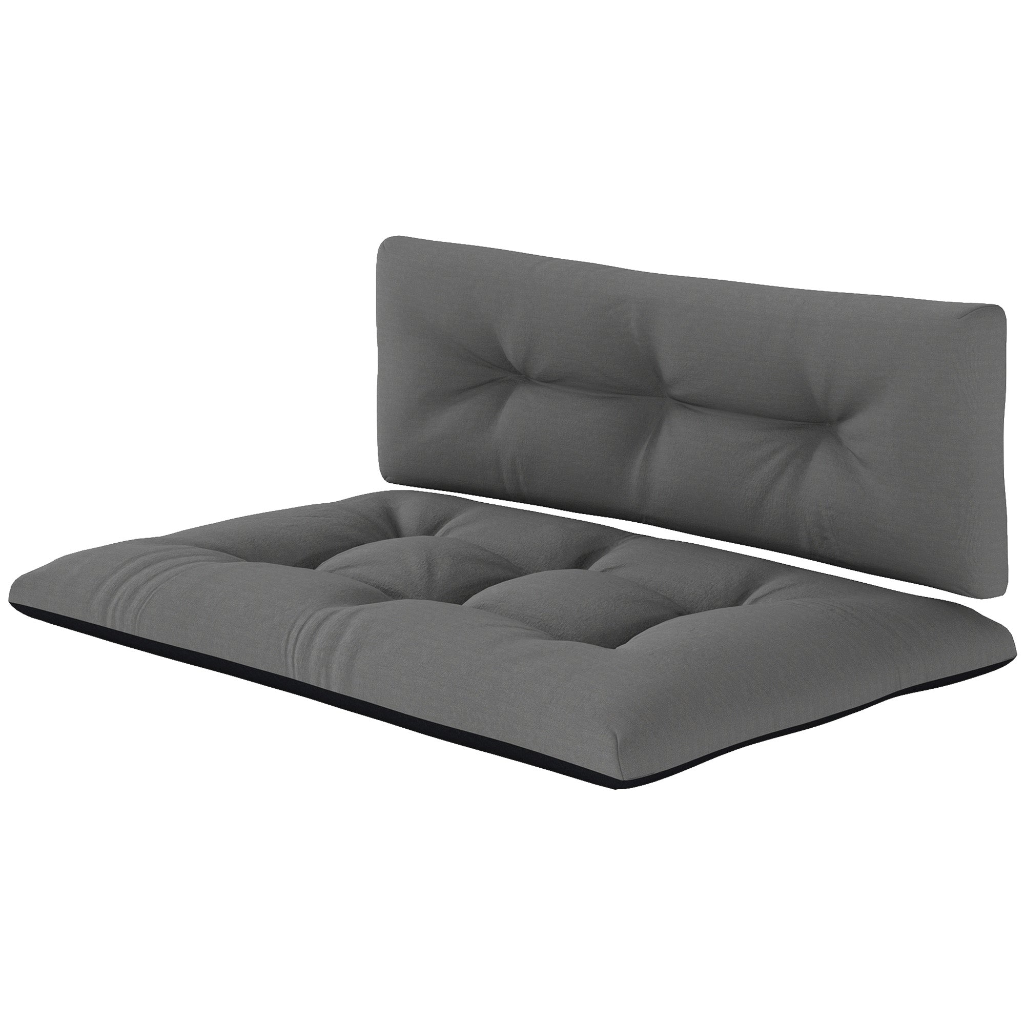 2 Seater Pallet Cushions Outdoor 3.9 Thick Replacement Cushions - Tufted Design For Garden, Patio, Black