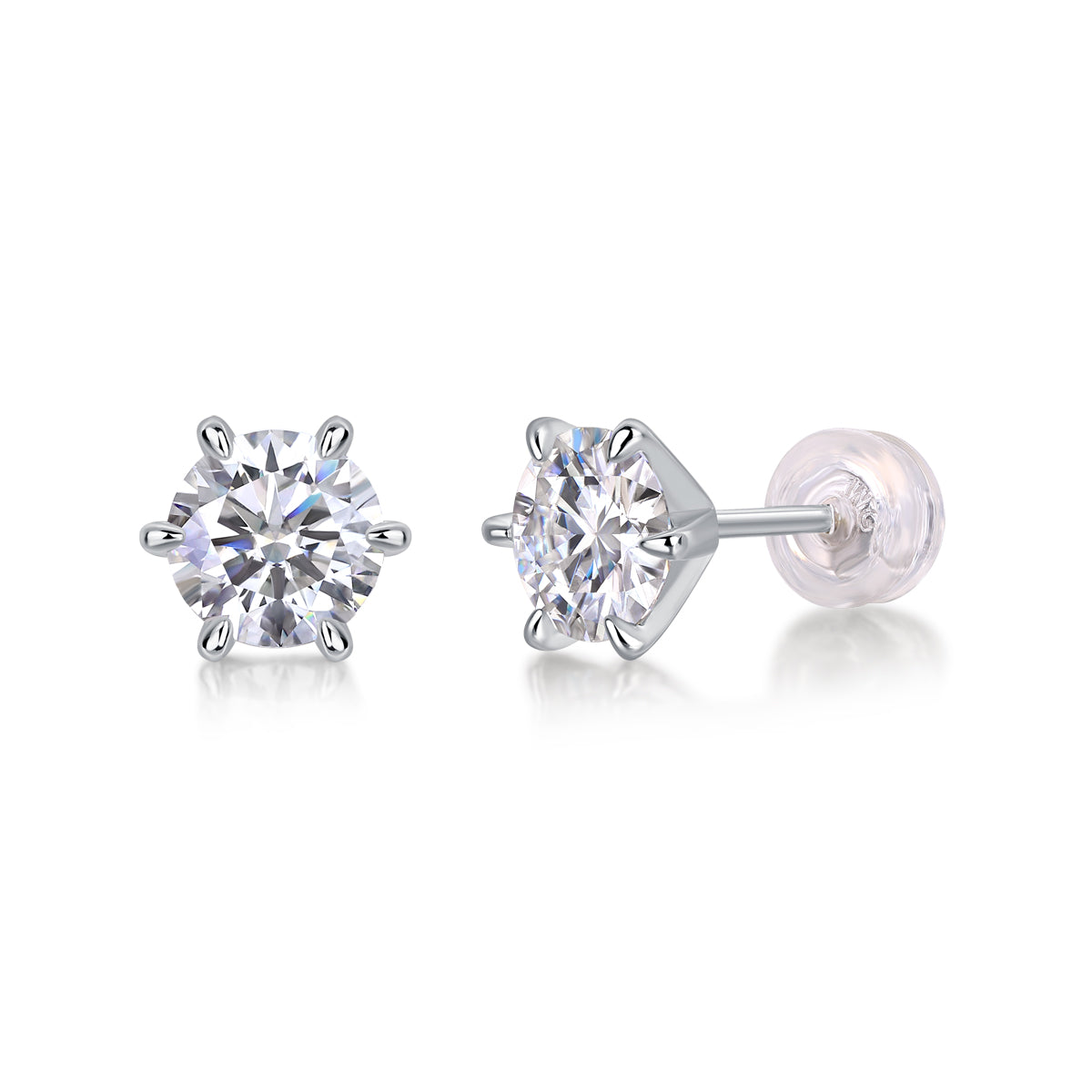 Diamond Protection - Set With 1-carat Top-quality Moissanite S925, Silver And Platinum-plated Stud Earrings, A Fashionable And Trendy Accessory That Can Be Tested With A Diamond Pen