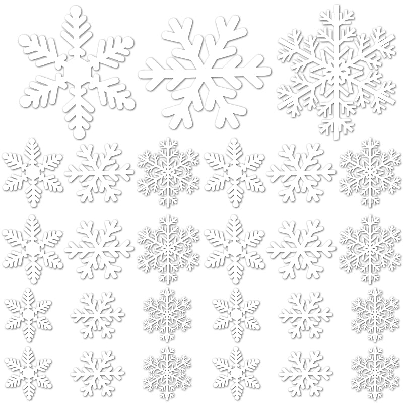 5 Sheets 135 Pcs Christmas White Snowflakes Window Clings 3 Designs Snowflake Static Stickers Winter Snow Flakes Clings For Christmas New Year Home Office Winter Holiday Party Decal