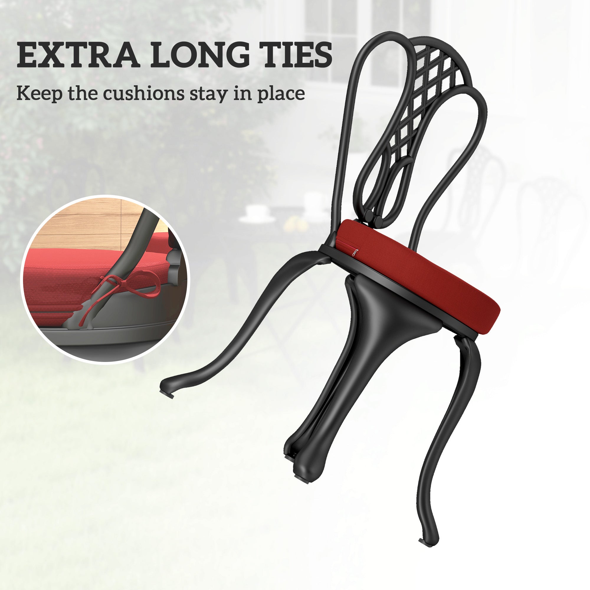 Patio Chair Cushions Set Of 4 Round Seat Cushions For Dining Bistro Chairs Machine Washable, 15 X 15 X 3, Wine Red