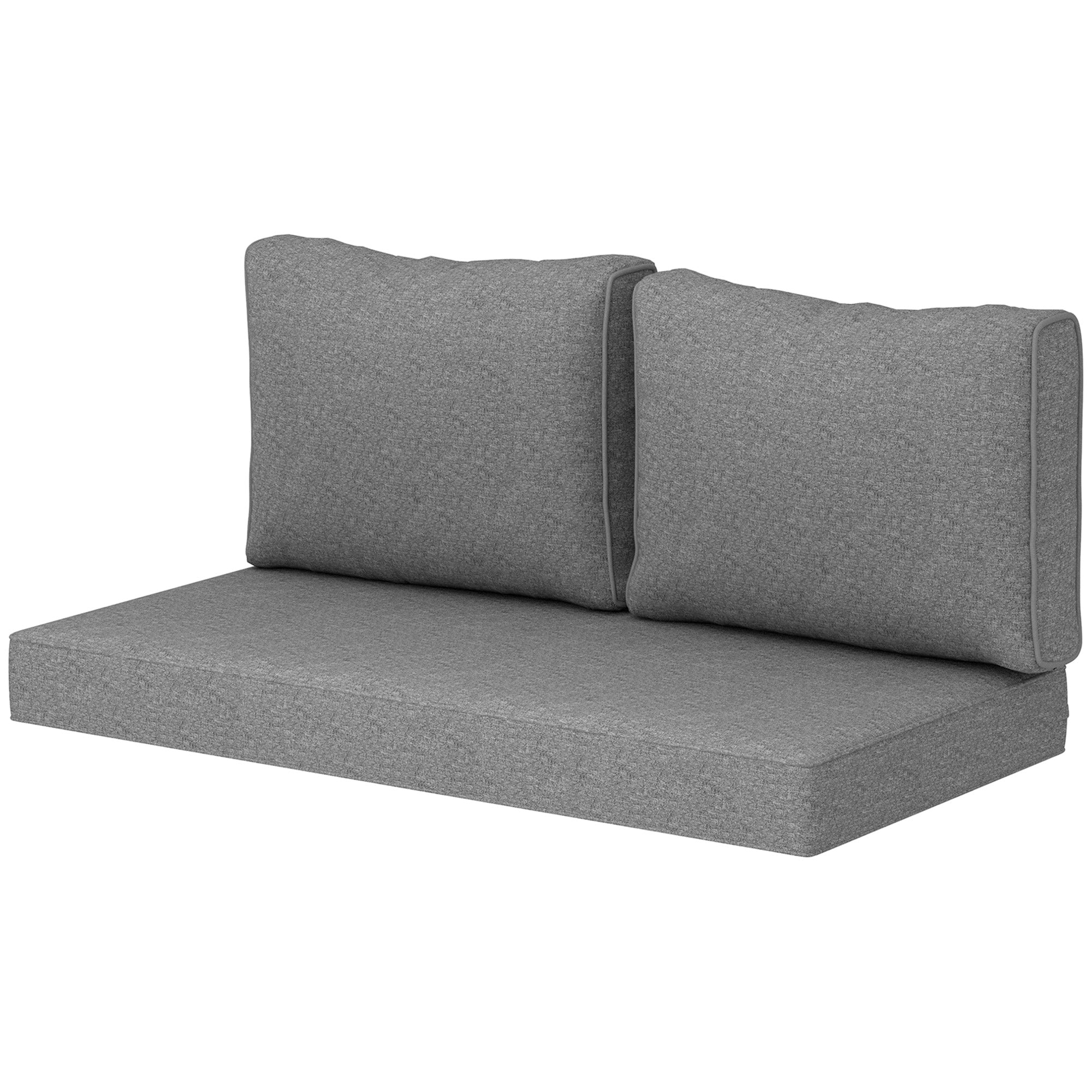2 Seat Patio Furniture Cushions, 46x26x5 In, Thick Outdoor Loveseat Cushion Set With Removable Cover, Fade-Resistant Replacement Cushions For Outdoor Furniture, Couch, Bench, Swing, Gray