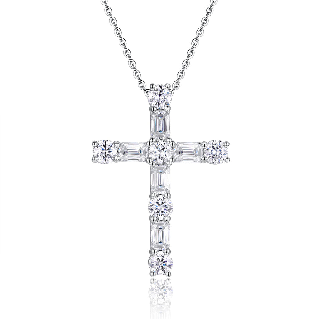 The Light Of Faith - A Fashionable And Trendy Necklace Pendant Set With Top-quality Moissanite S925 And Silver Plated With Platinum Can Be Tested With A Diamond Pen