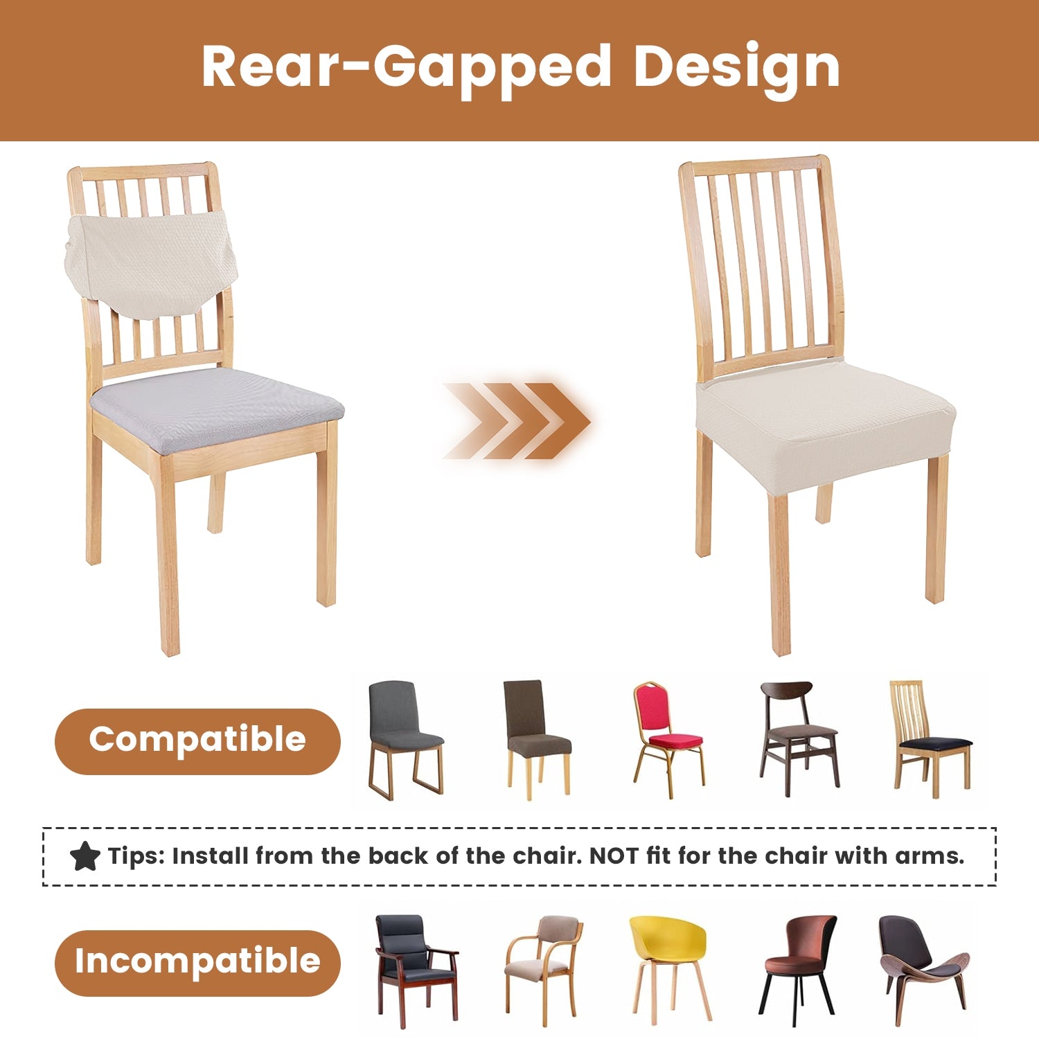 4Pack Waterproof Dining Chair Slipcovers Stretch Chair Seat Slipcovers Removable Washable Jacquard Seat Covers For Dining Room