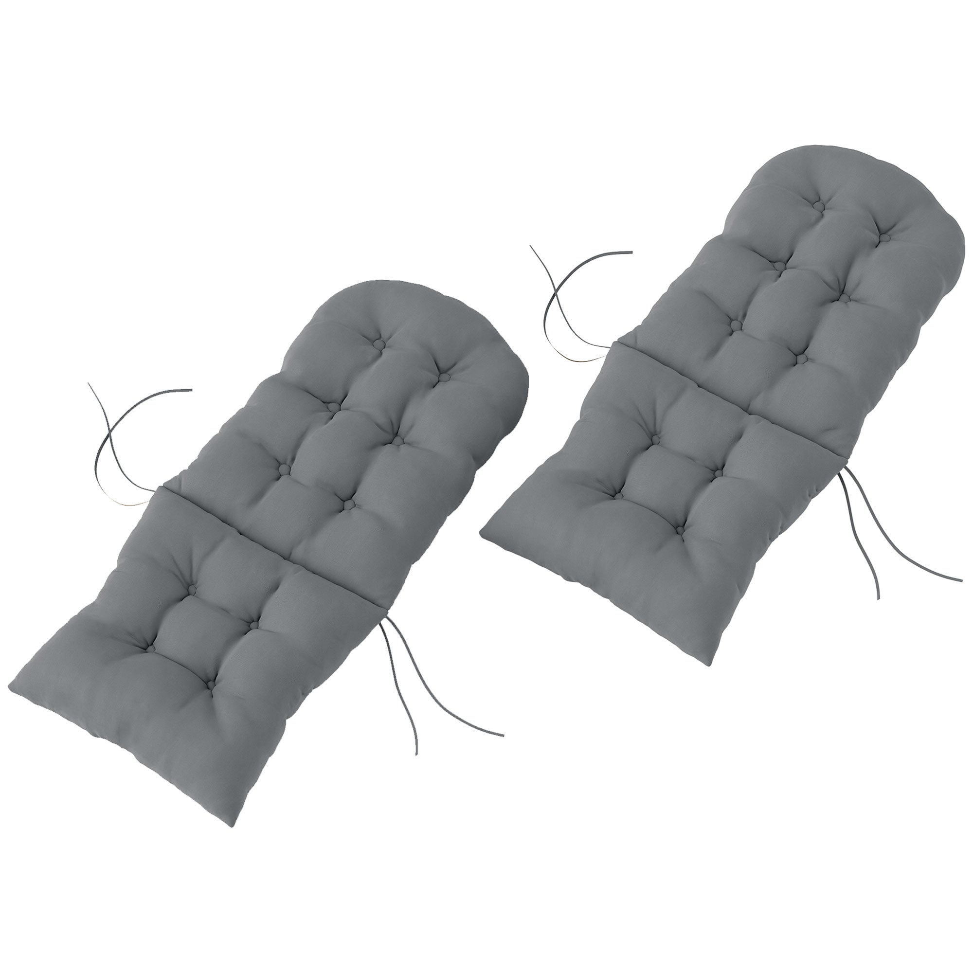 Chair Cushions Set Of 2, Tufted High Back Patio Non-Slip Cushions For Chairs, Gray