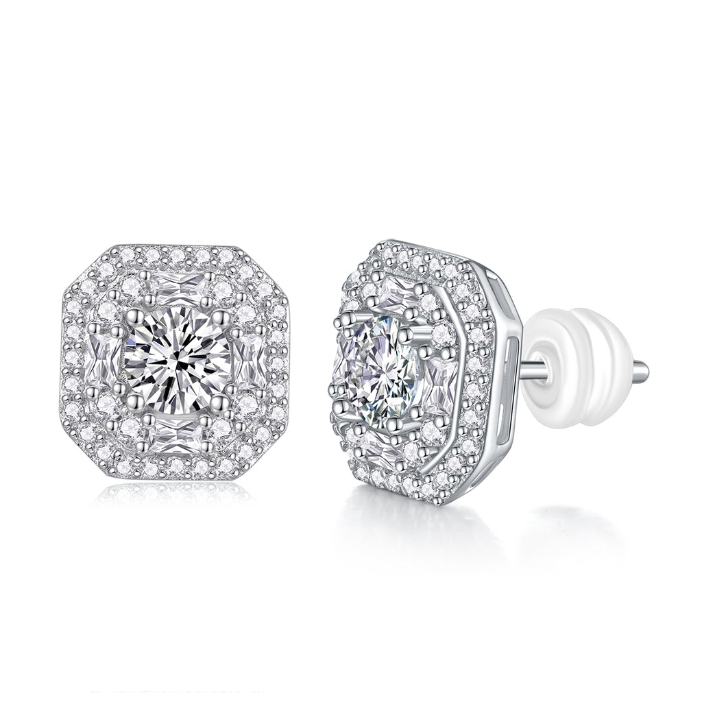 Winter Afternoon - Fashionable And Trendy Earrings Set With 0.5-carat Top-quality Moissanite S925 Silver And Platinum-plated Stud Earrings Can Be Tested With A Diamond Pen
