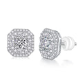 Winter Afternoon - Fashionable And Trendy Earrings Set With 0.5-carat Top-quality Moissanite S925 Silver And Platinum-plated Stud Earrings Can Be Tested With A Diamond Pen