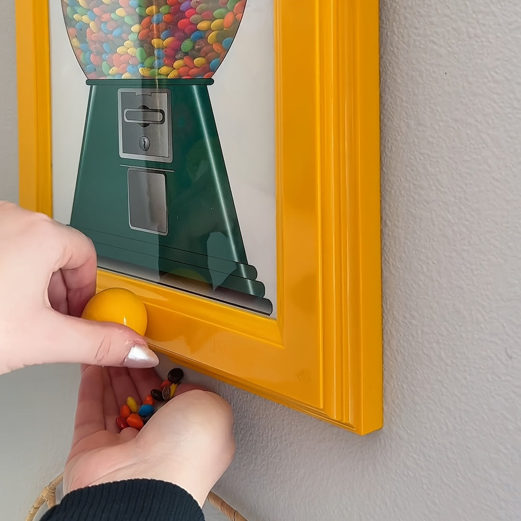 A Square Photo Frame Designed To Be Mounted On The Wall, Featuring A Candy Dispenser, Ideal For Displaying Pictures While Allowing Easy Access To Candies, Nuts, And Pet Treats.