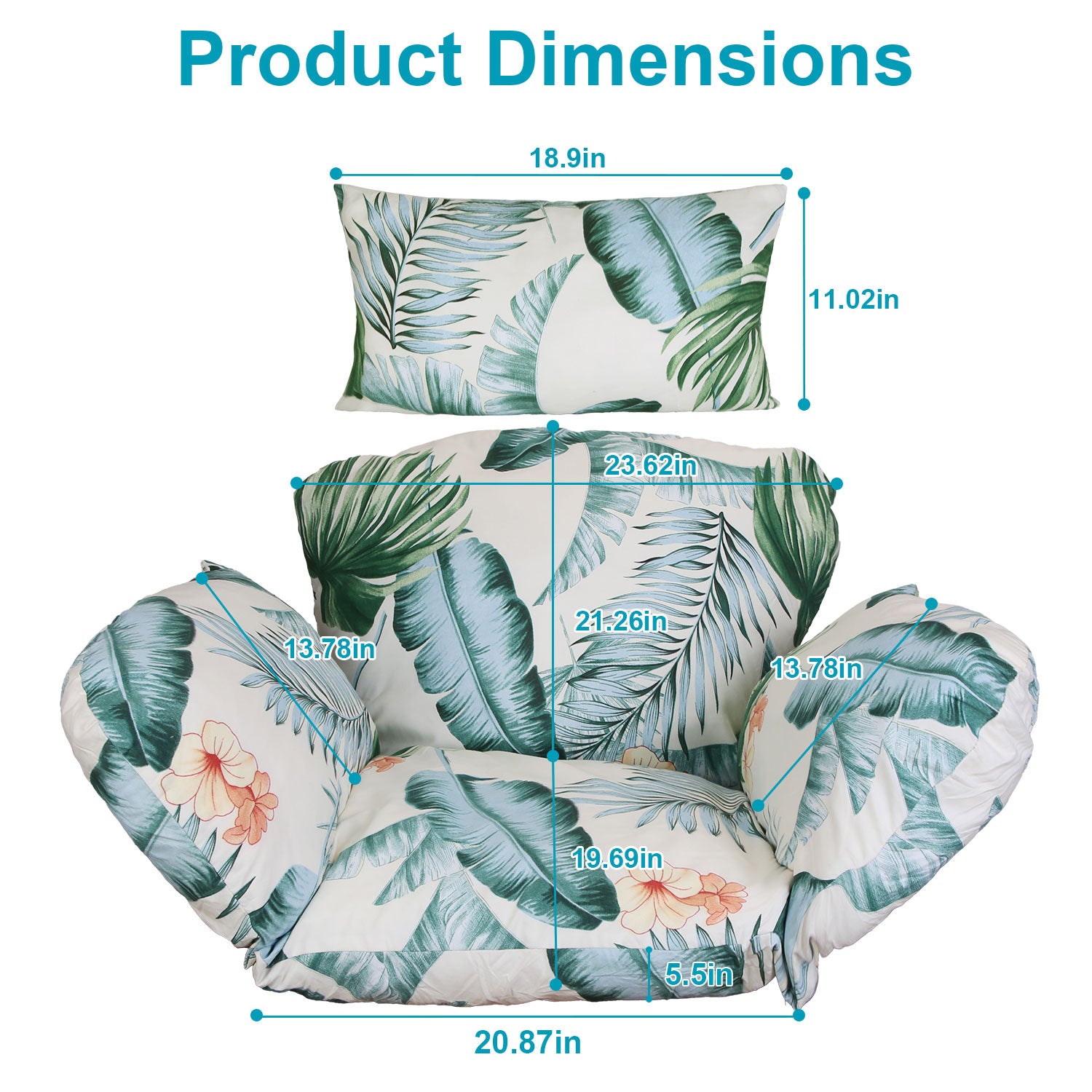 1Pc Egg Chair Cushion Hanging Basket Seat Cushion Thicken Soft Egg Swing Chair Pad Hanging Egg Chair Cushion With Headrest