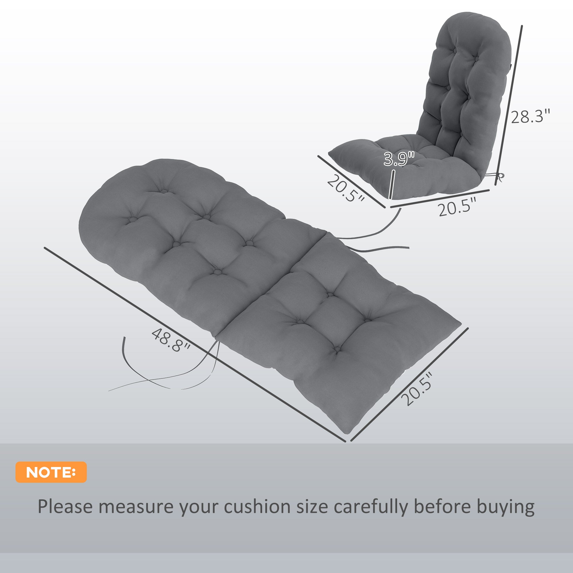 Chair Cushions Set Of 2, Tufted High Back Patio Non-Slip Cushions For Chairs, Gray