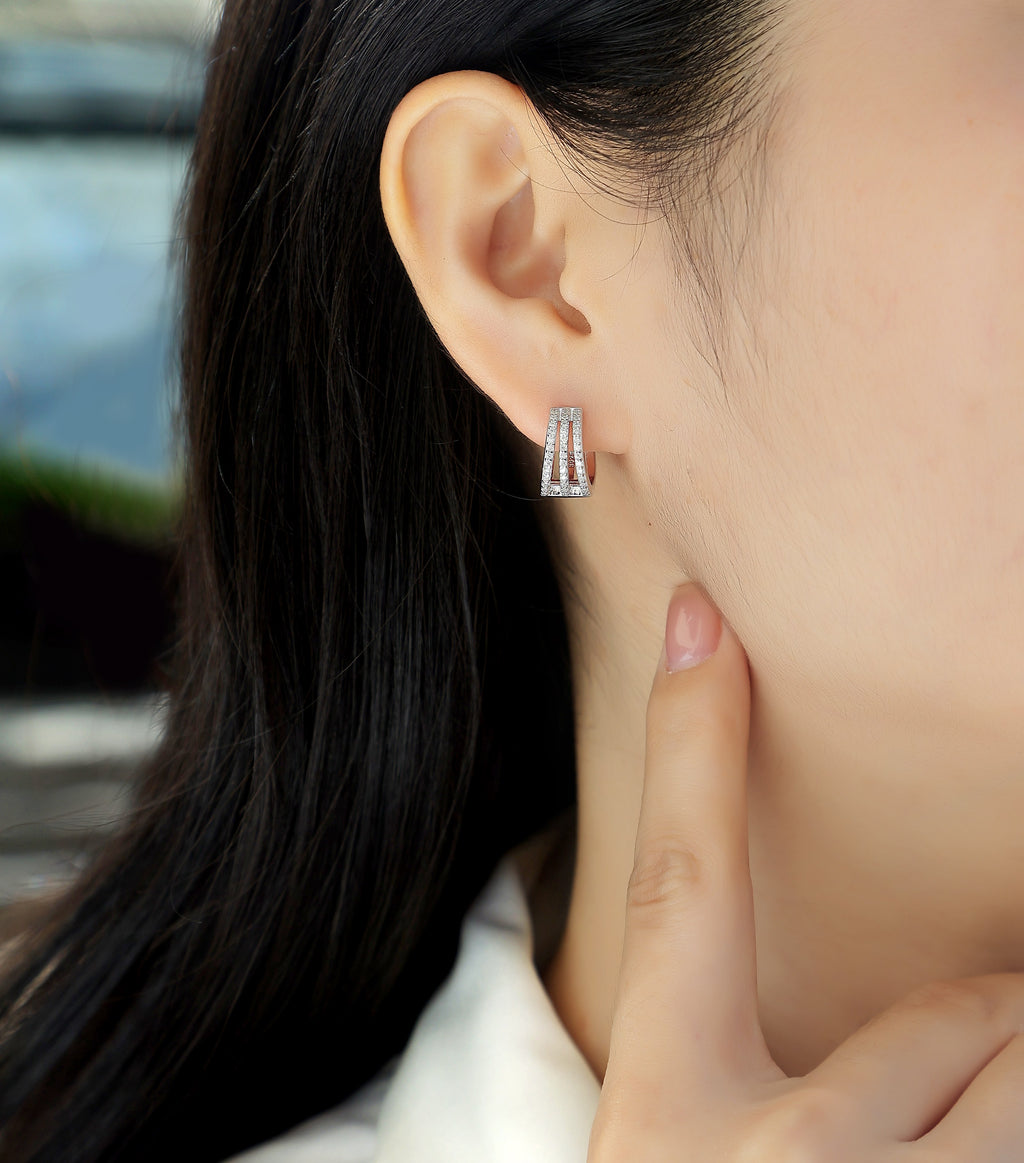 The Beautiful Scenery Of March - Earrings Set With Top-quality Moissanite S925 Silver And Platinum-plated Stud Earrings, A Fashionable And Trendy Accessory, Can Be Tested With A Diamond Pen