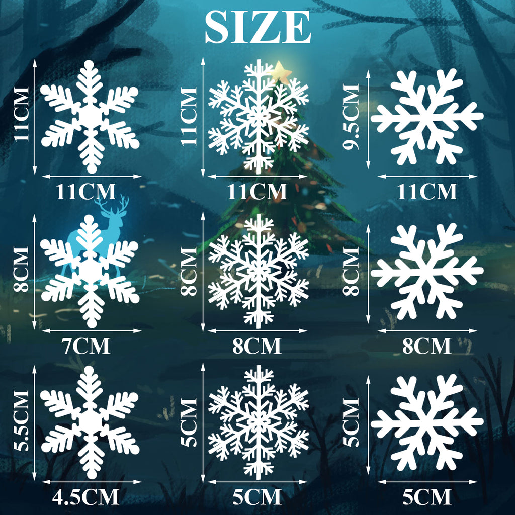 5 Sheets 135 Pcs Christmas White Snowflakes Window Clings 3 Designs Snowflake Static Stickers Winter Snow Flakes Clings For Christmas New Year Home Office Winter Holiday Party Decal