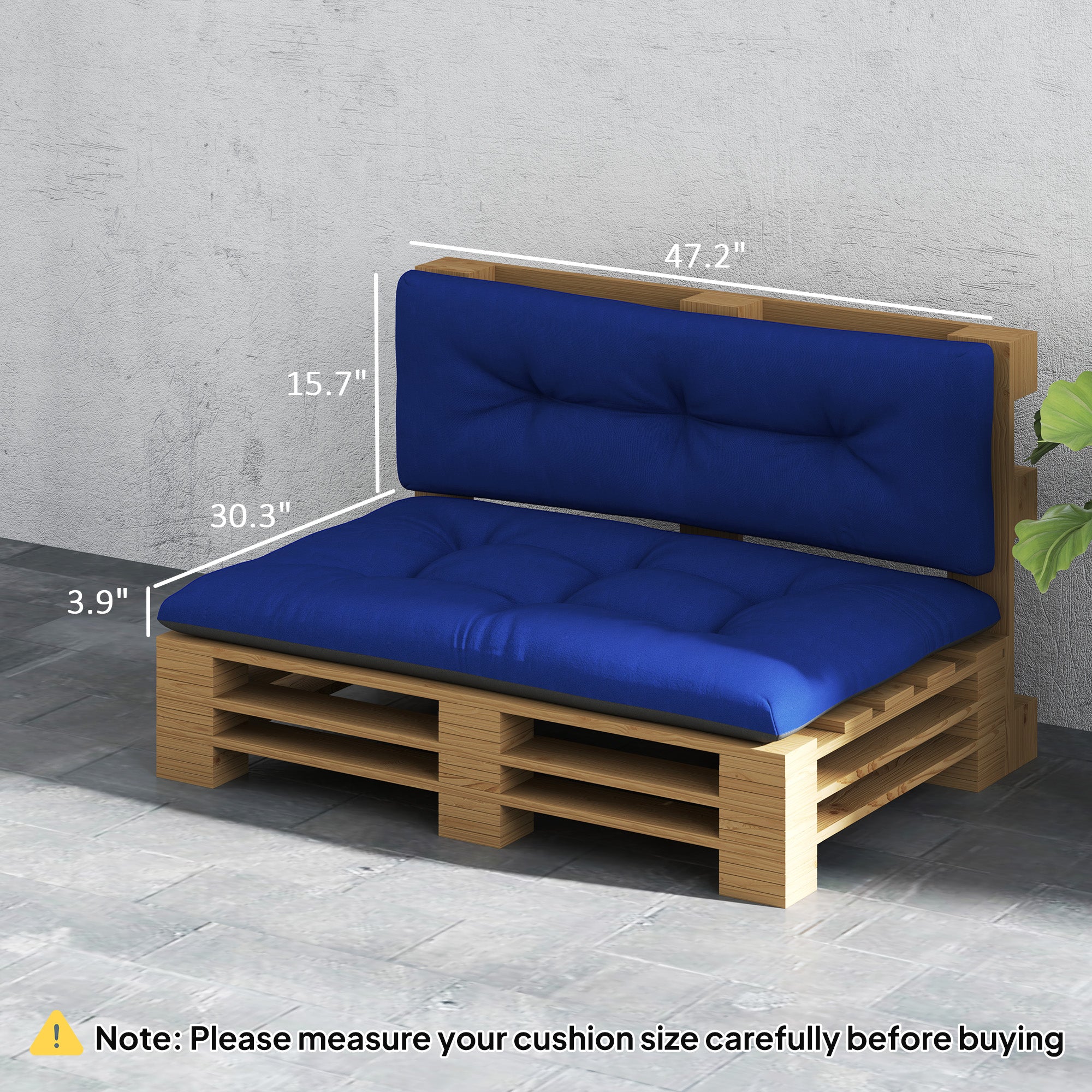 2 Seater Pallet Cushions Outdoor 3.9 Thick Replacement Cushions - Tufted Design For Garden, Patio, Navy Blue