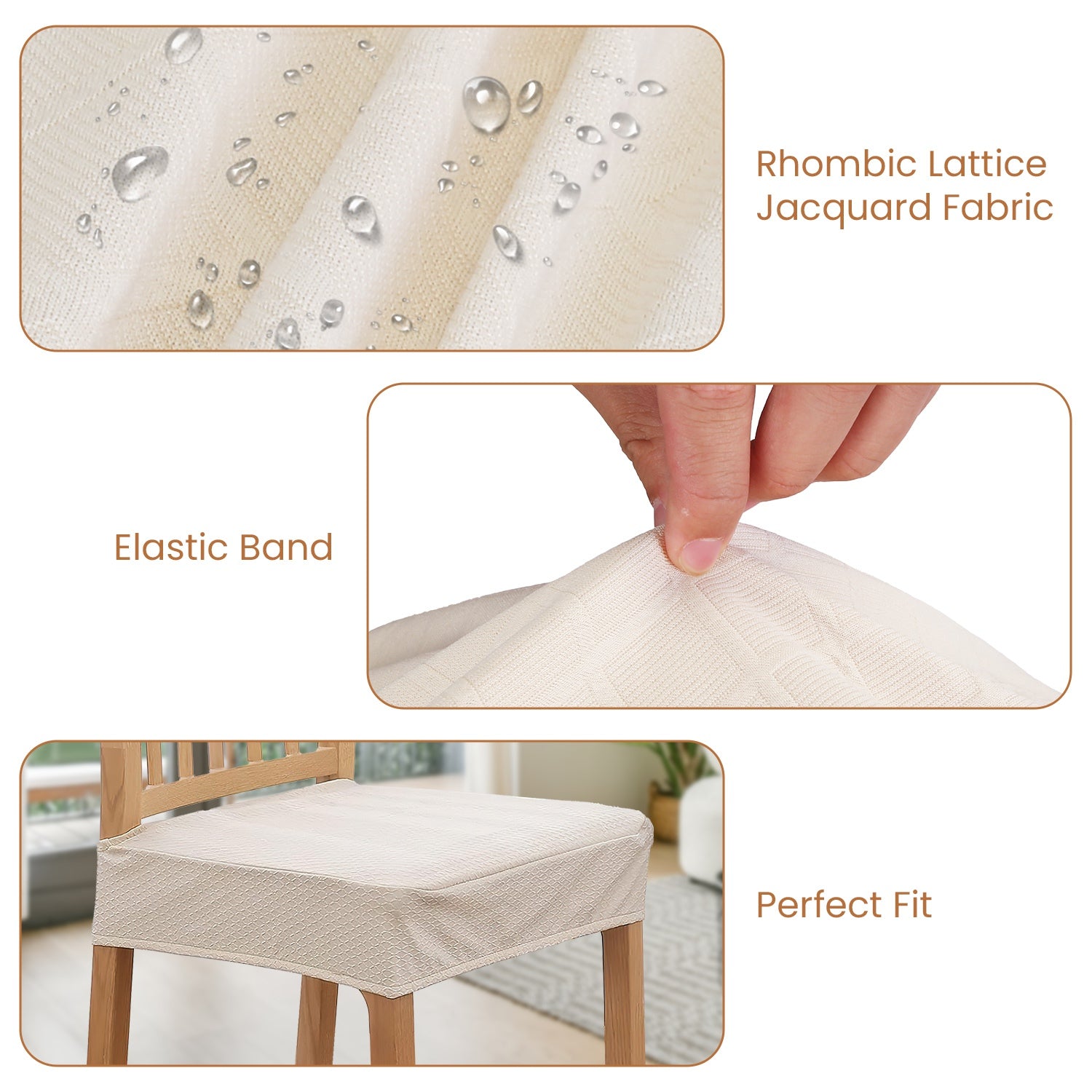 4Pack Waterproof Dining Chair Slipcovers Stretch Chair Seat Slipcovers Removable Washable Jacquard Seat Covers For Dining Room
