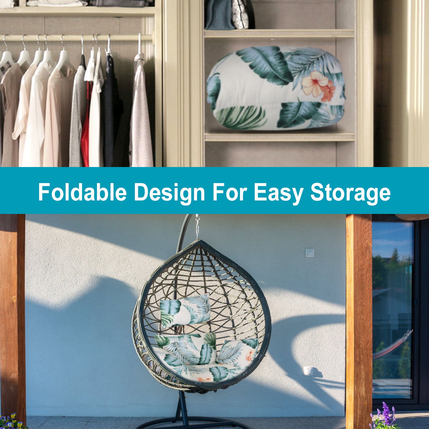 1Pc Egg Chair Cushion Hanging Basket Seat Cushion Thicken Soft Egg Swing Chair Pad Hanging Egg Chair Cushion With Headrest