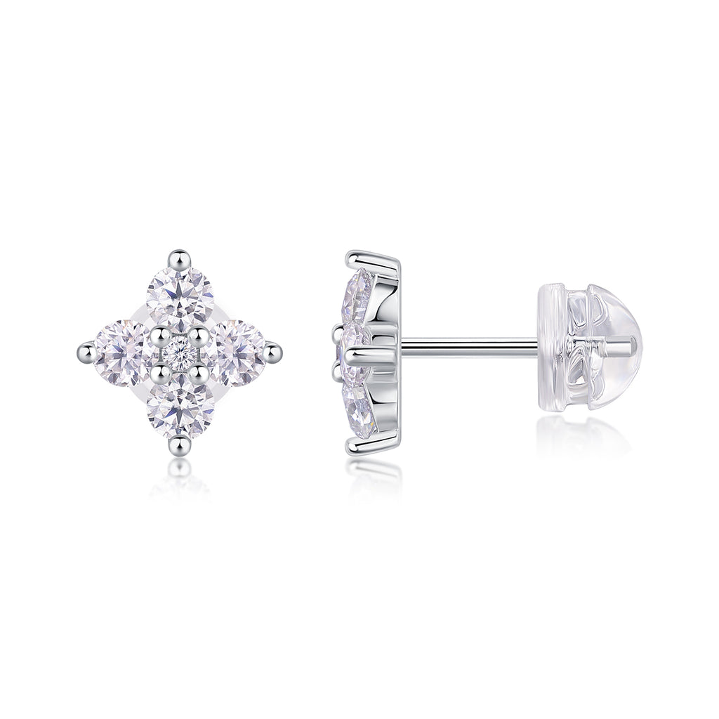 Sweetheart French - Earrings Set With Top-quality Moissanite S925, Silver And Platinum-plated Stud Earrings, A Fashionable And Trendy Accessory That Can Be Tested With A Diamond Pen