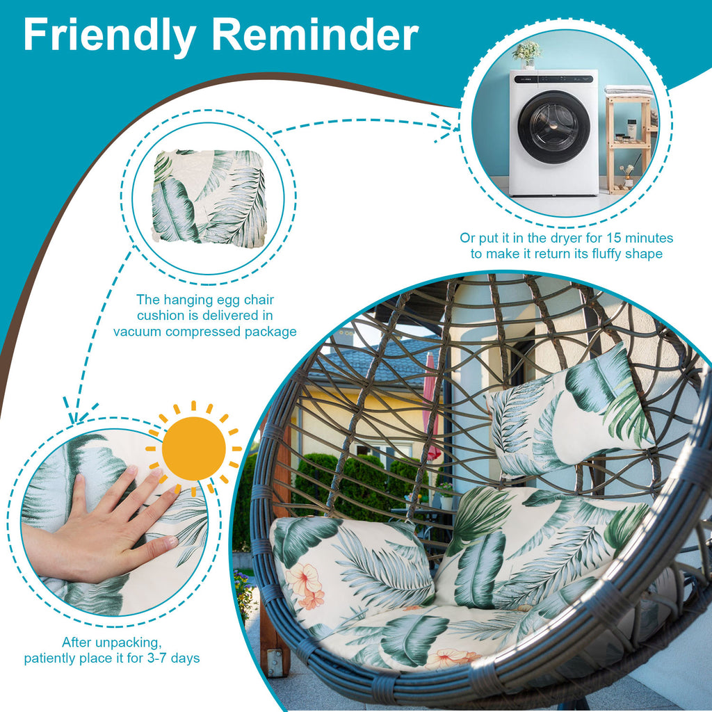 1Pc Egg Chair Cushion Hanging Basket Seat Cushion Thicken Soft Egg Swing Chair Pad Hanging Egg Chair Cushion With Headrest