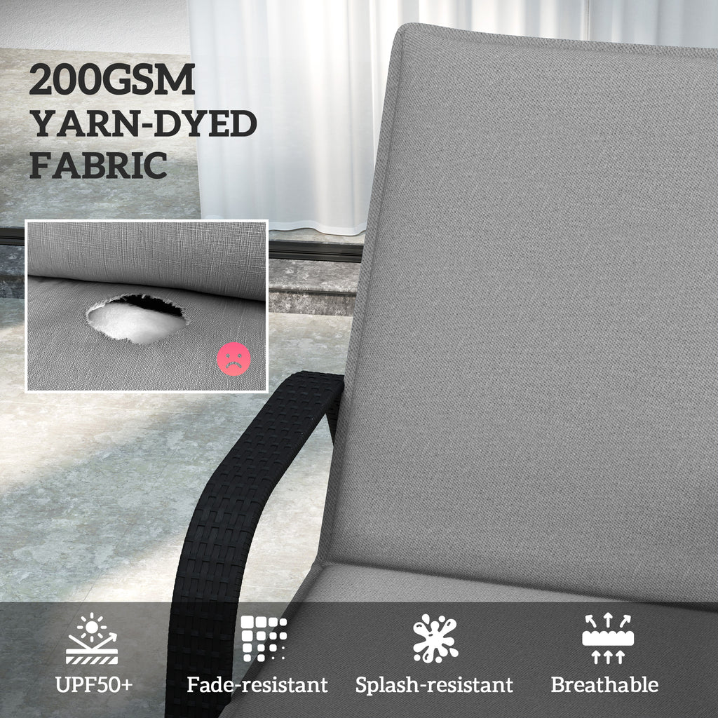 Foldable Chaise Lounge Cushion Set Of 2, Outdoor Lounge Chair Cushion Set, 200gsm Fabric, 76 X 23, Gray