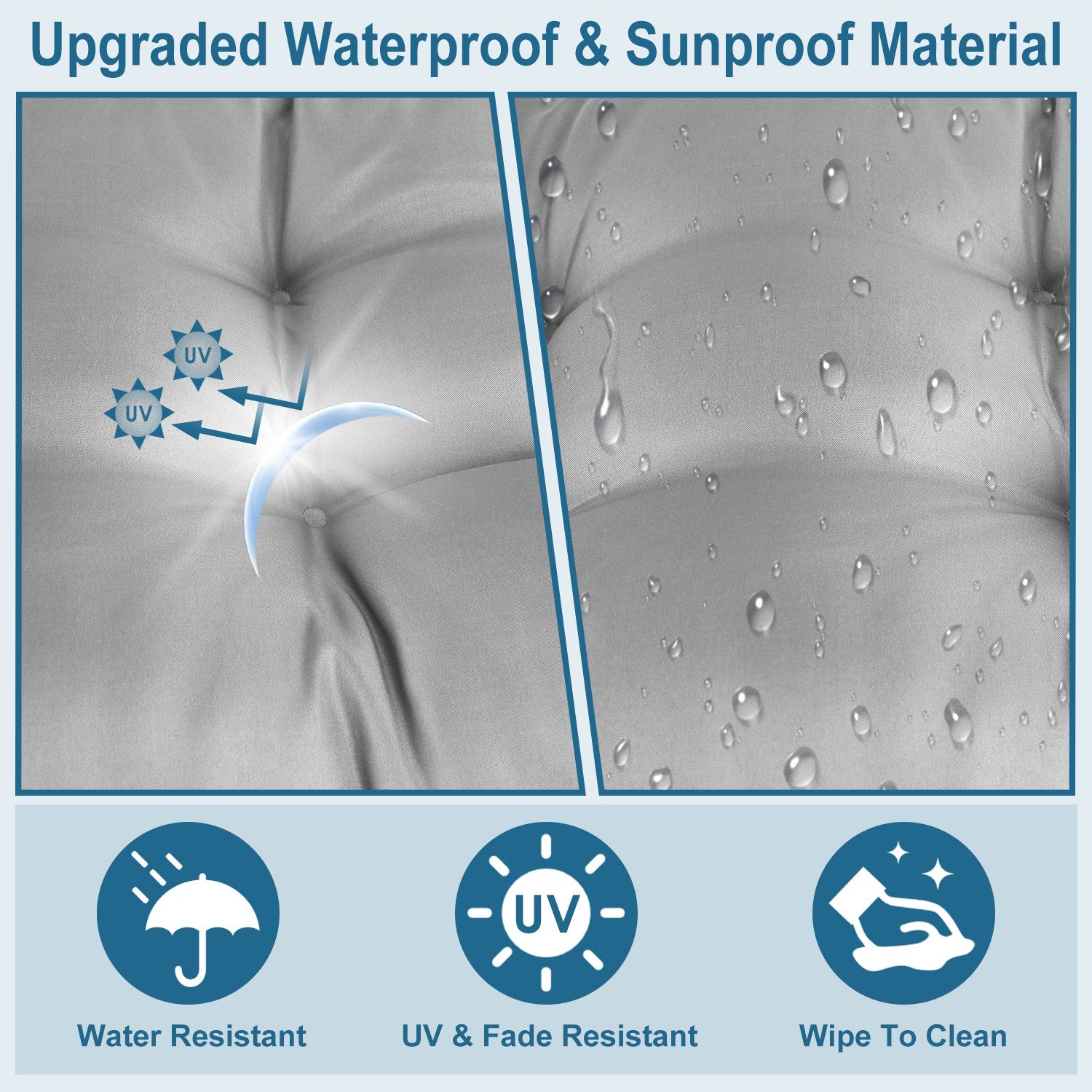 2Pcs Waterproof Rocking Chair Cushion Upper And Lower Back And Seat Sets With Non-Slip Ties Oxford Cloth Surface Polyester Filling Comfortable For Indoor Home Office Car