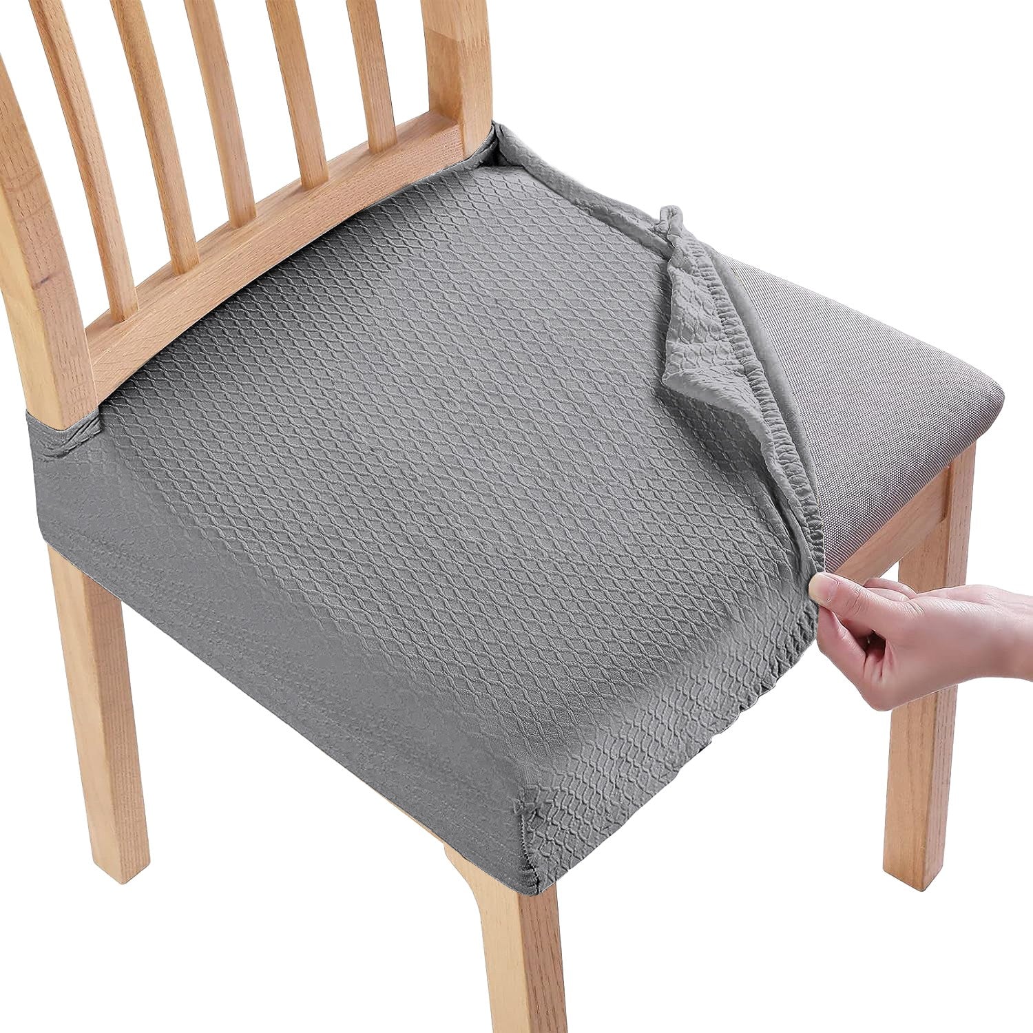 4Pack Waterproof Dining Chair Slipcovers Stretch Chair Seat Slipcovers Removable Washable Jacquard Seat Covers For Dining Room